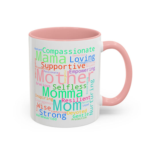 “Mom in Every Word” Color Accent Mug – Perfect Gift for Mother’s Day, Birthday & More