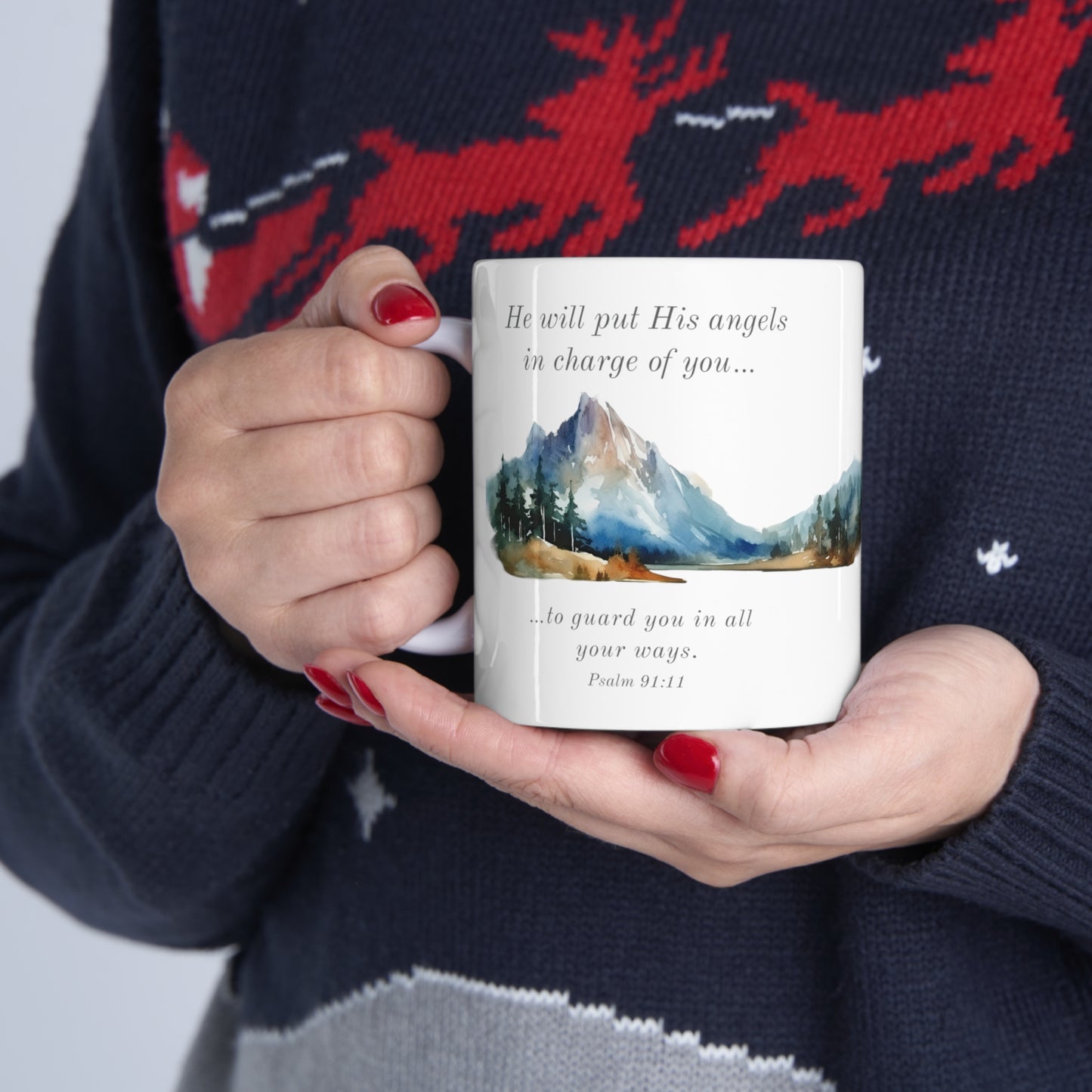 Ceramic Mug 11oz - Angels Guarding You - Mountain Scene
