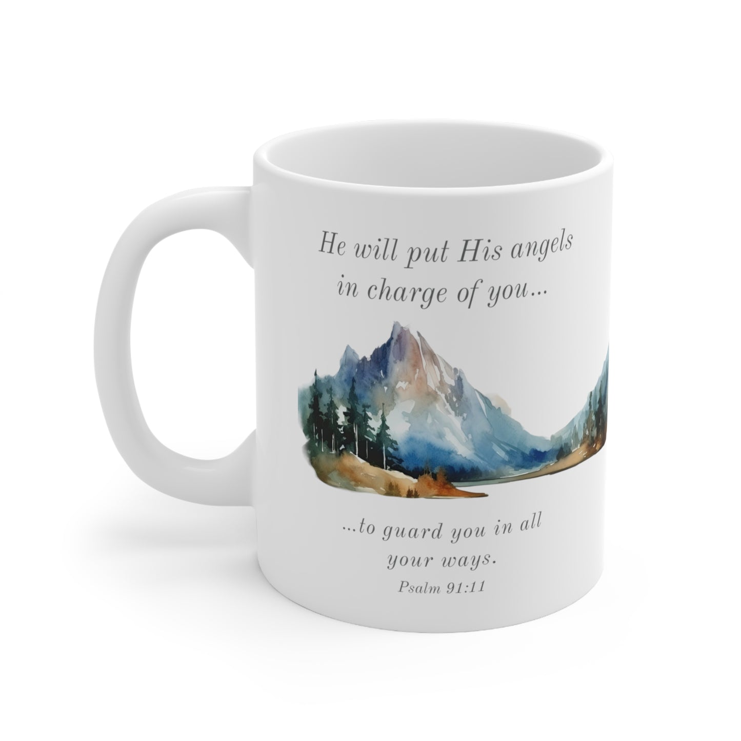 Ceramic Mug 11oz - Angels Guarding You - Mountain Scene