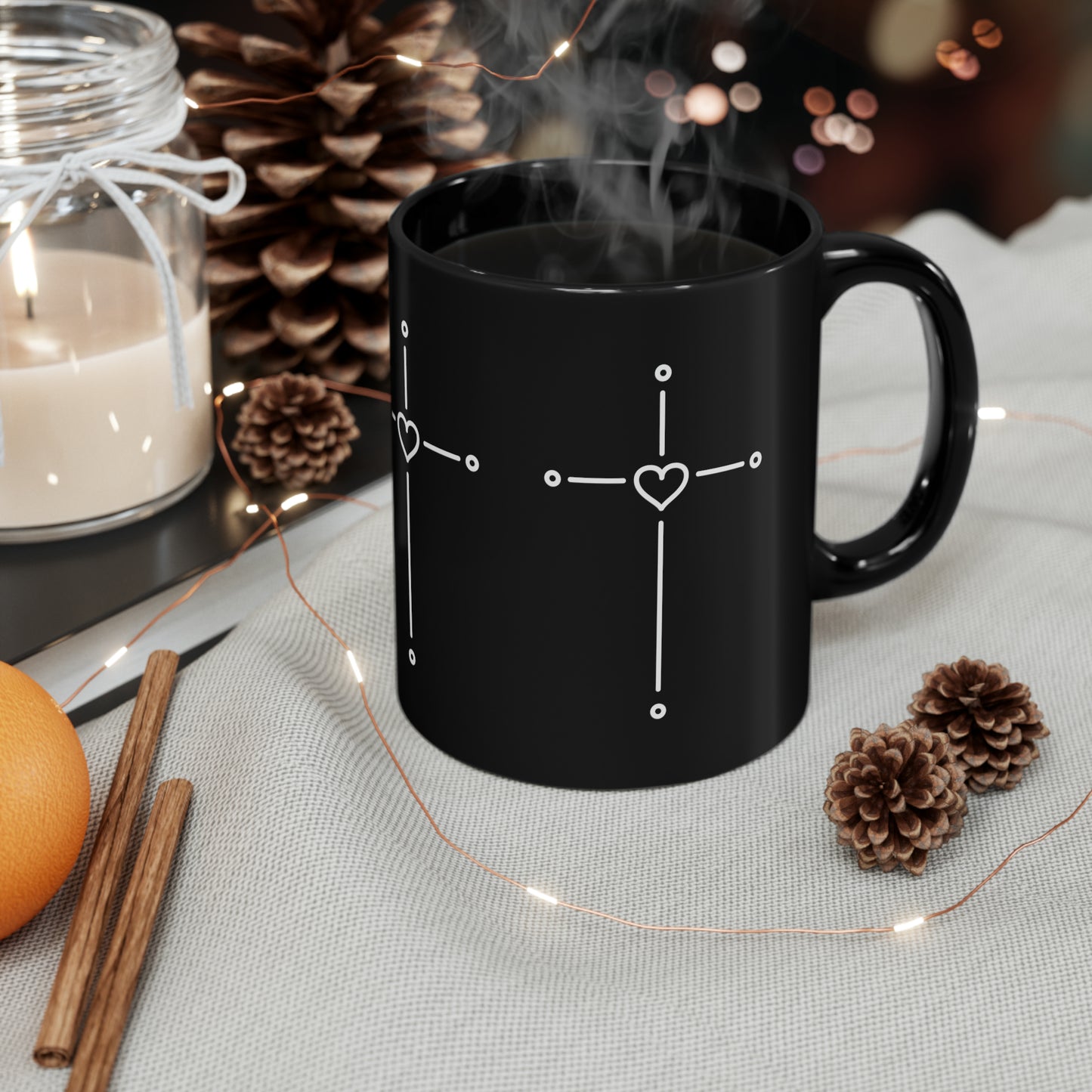 Black Mug - Cross with Heart