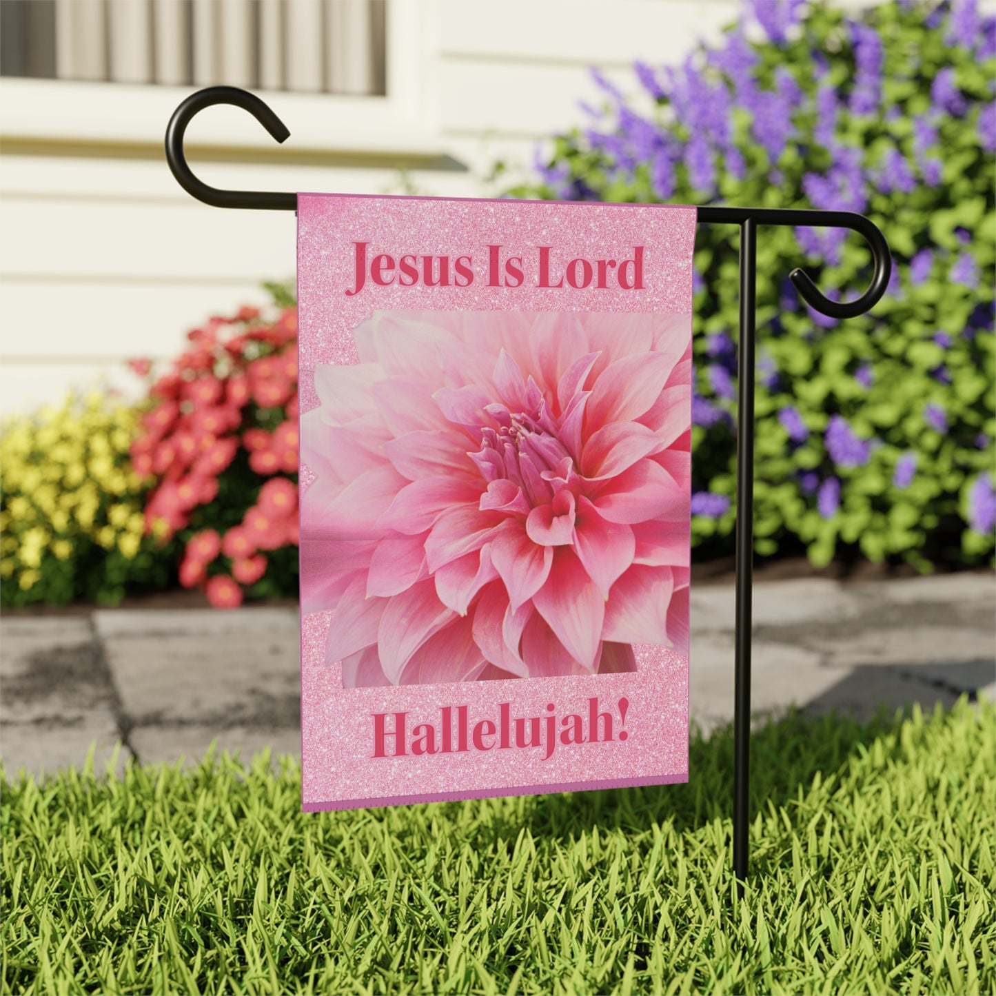 Garden & House Banner - Jesus Is Lord - Pink