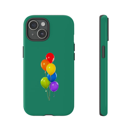 Tough Phone Cases - Bright Balloons on Green Background