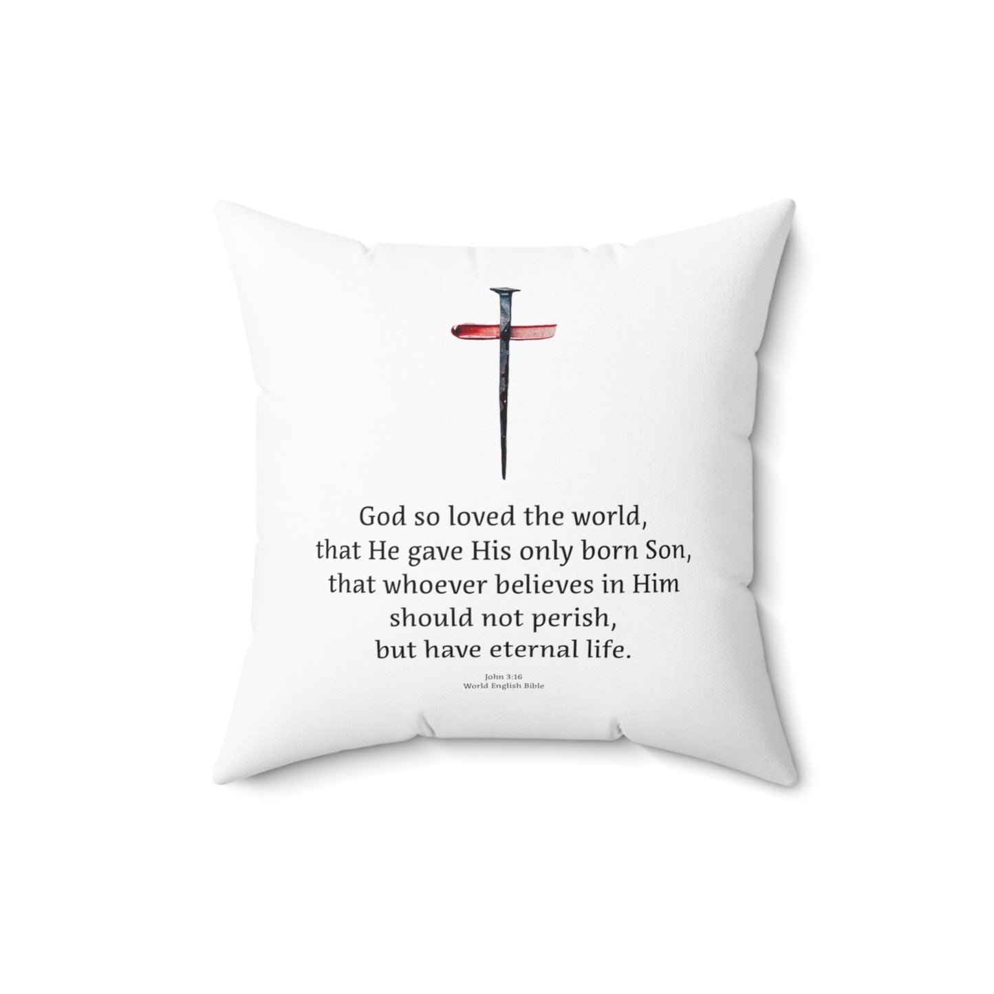 Spun Polyester Square Pillow - John 3:16