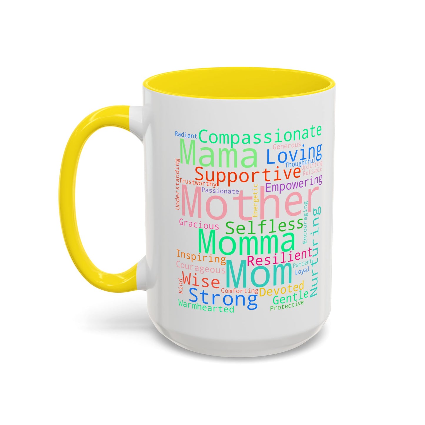 “Mom in Every Word” Color Accent Mug – Perfect Gift for Mother’s Day, Birthday & More
