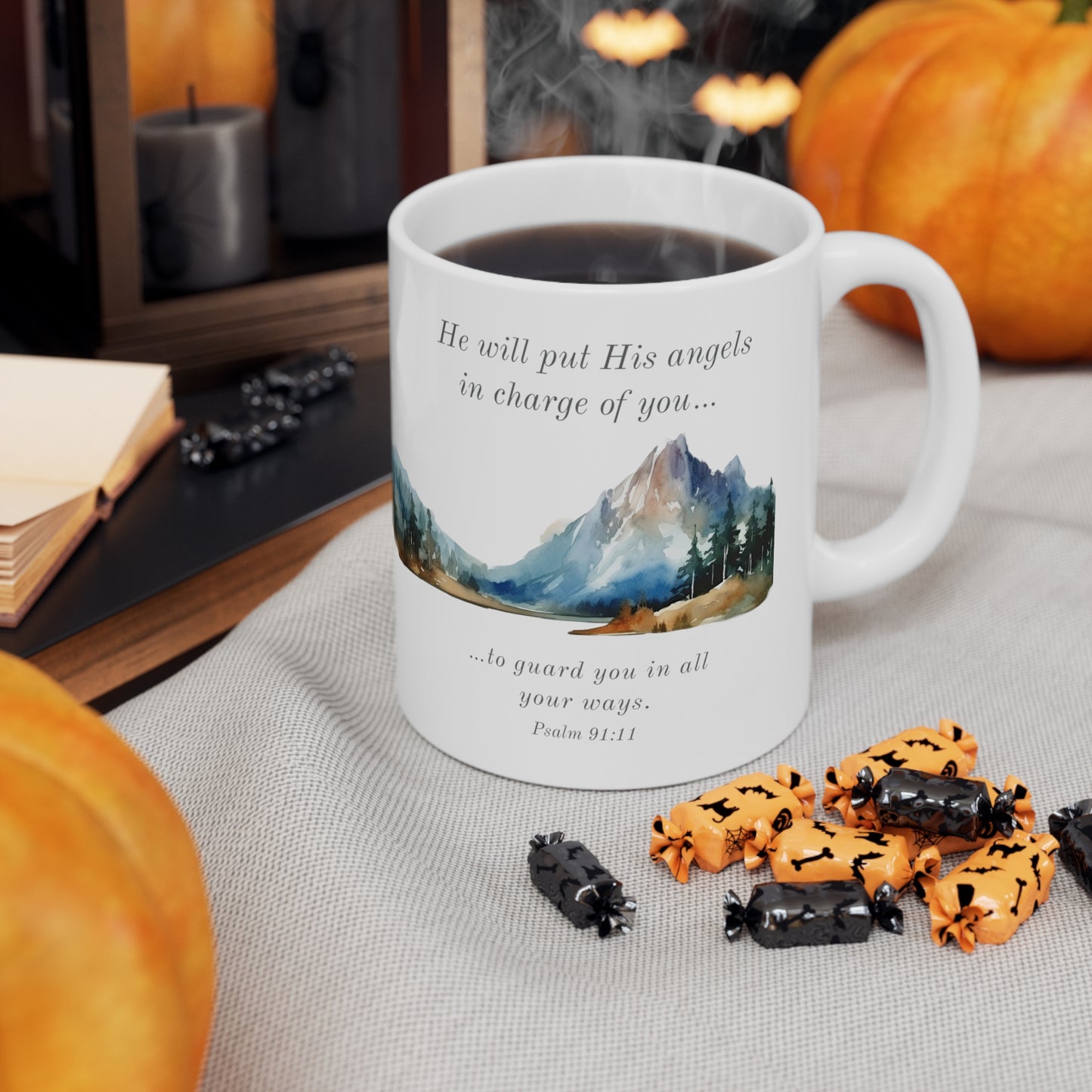 Ceramic Mug 11oz - Angels Guarding You - Mountain Scene