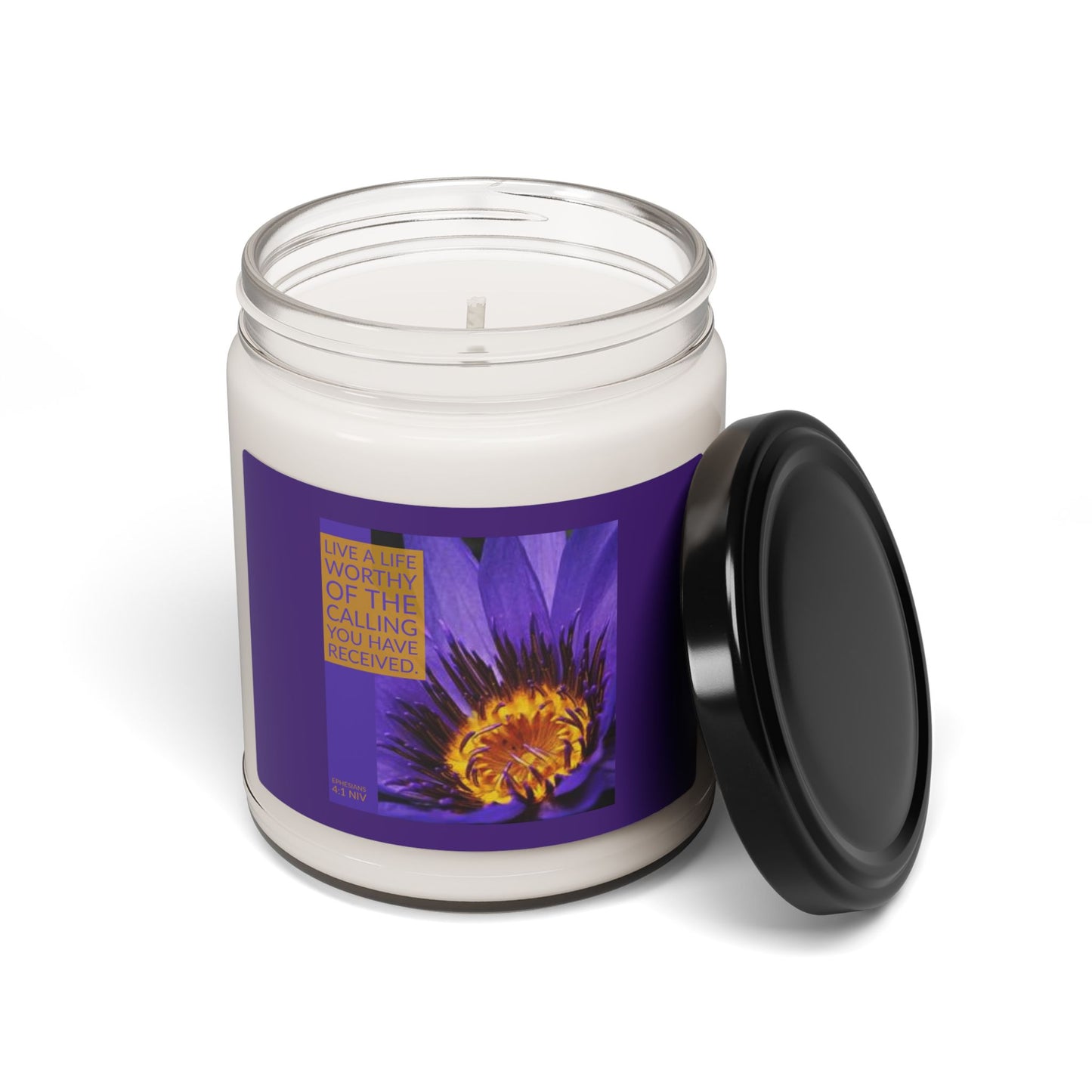 Inspirational Scented Soy Candle - 9oz, Purple Floral Design with Motivational Quote