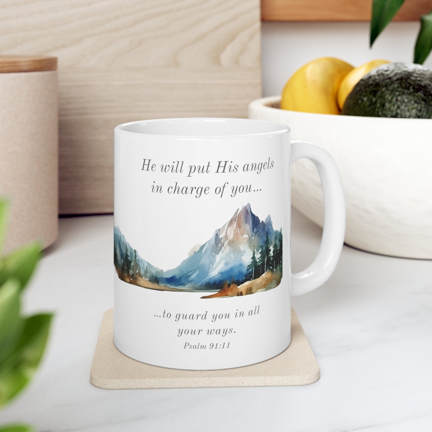 Ceramic Mug 11oz - Angels Guarding You - Mountain Scene