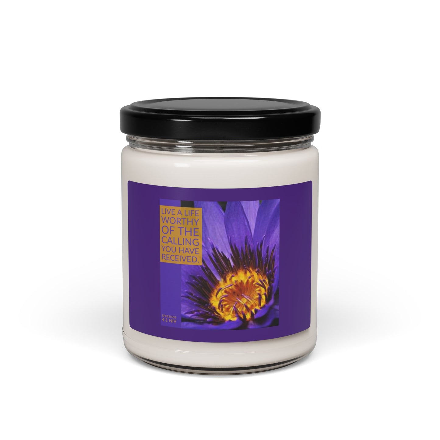 Inspirational Scented Soy Candle - 9oz, Purple Floral Design with Motivational Quote