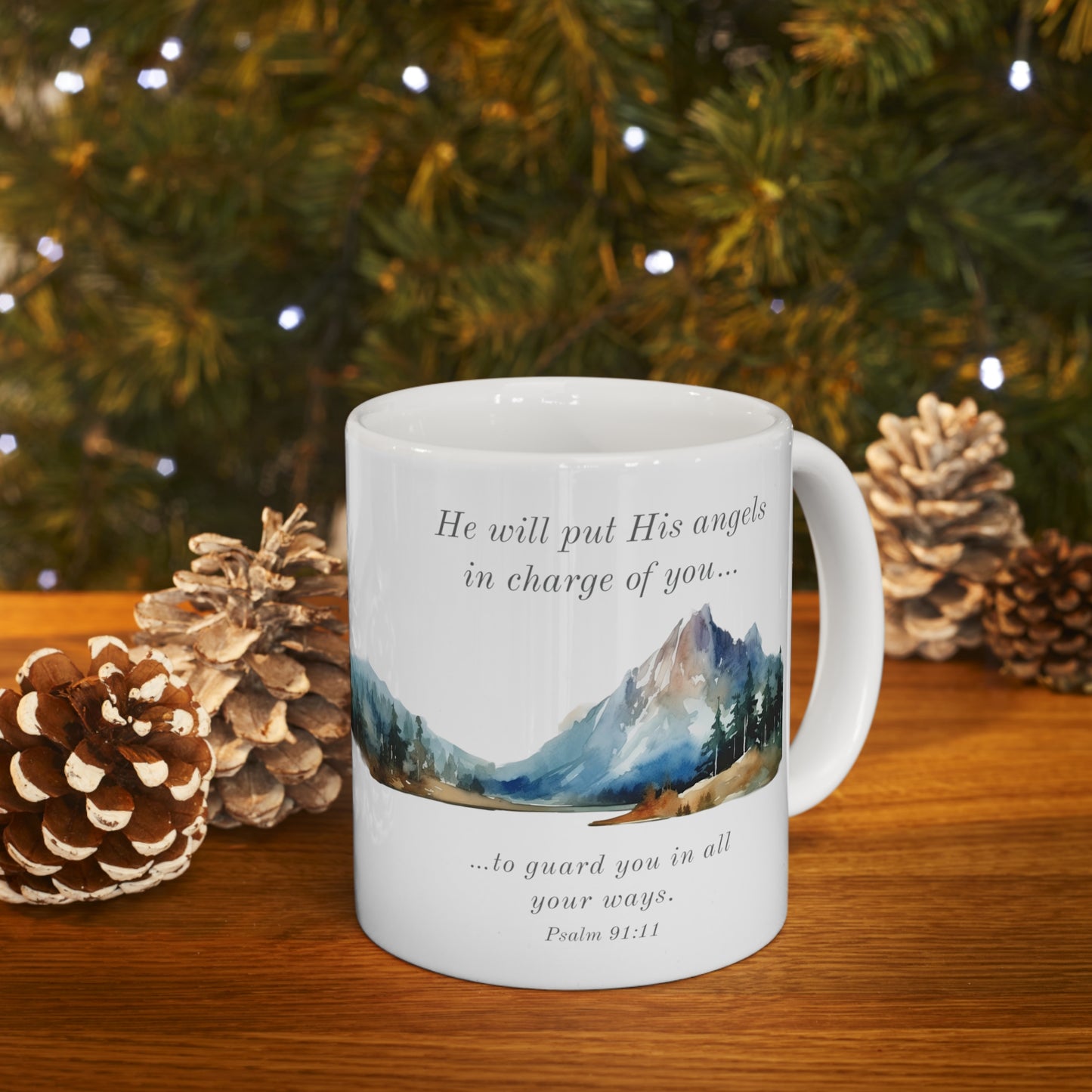Ceramic Mug 11oz - Angels Guarding You - Mountain Scene