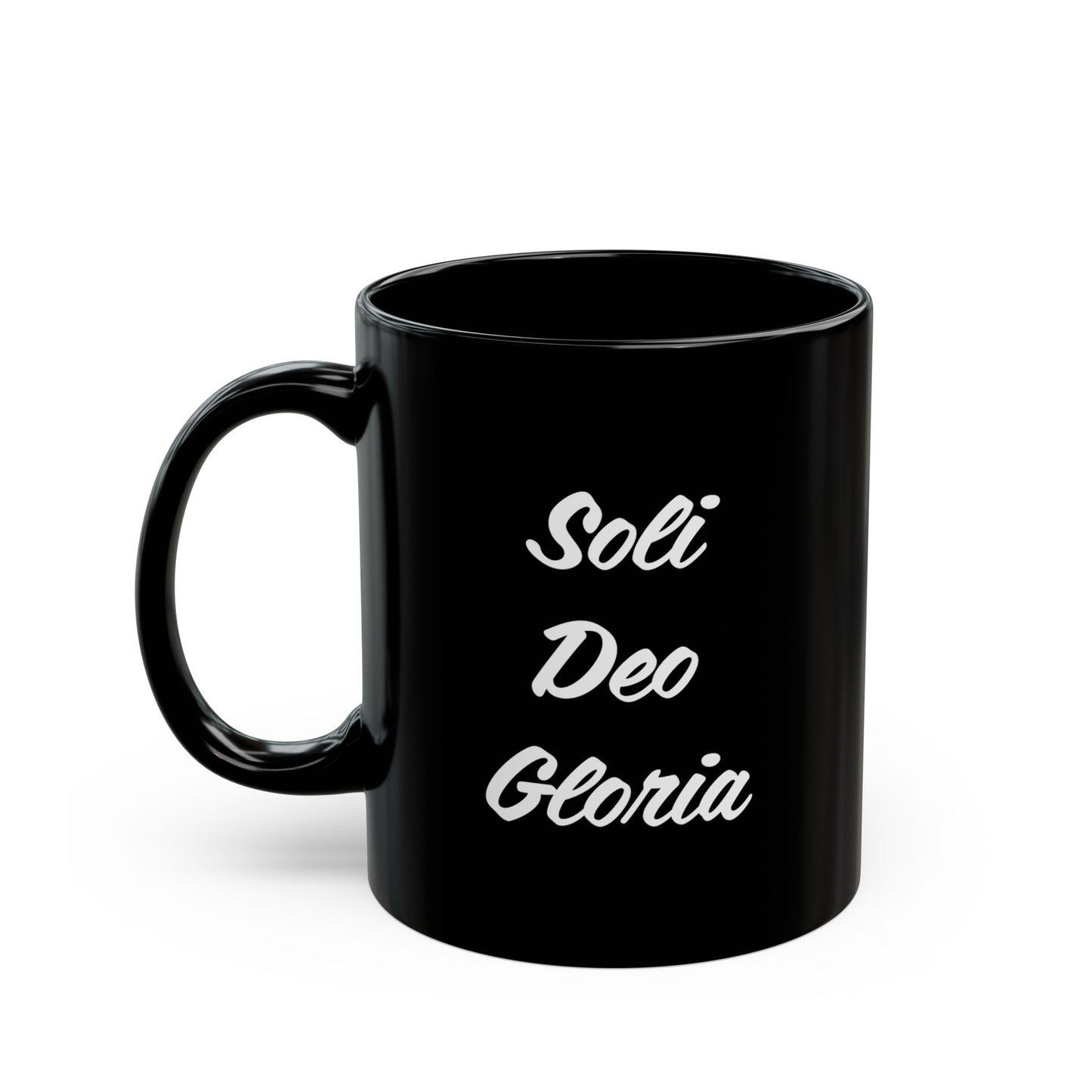 Inspirational "Jesu Juva - Soli Deo Gloria" Black Mug - 11oz & 15oz