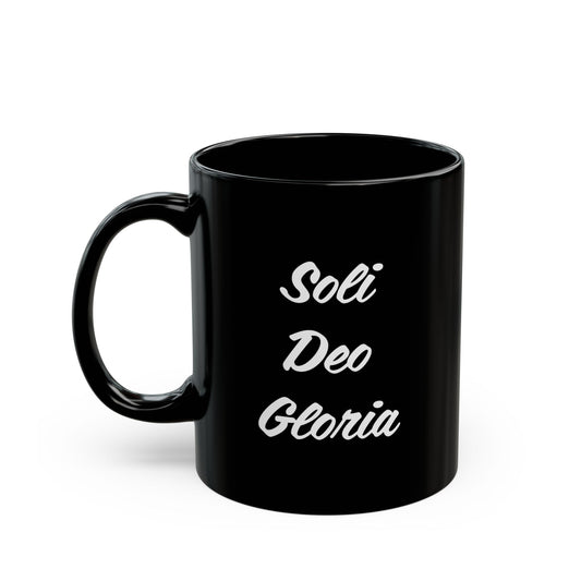 Inspirational "Jesu Juva - Soli Deo Gloria" Black Mug - 11oz & 15oz