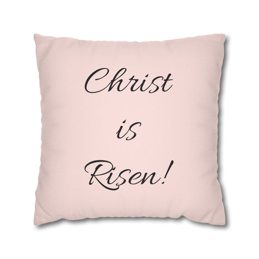 Spun Polyester Square Pillowcase - Christ is Risen! Christ is Risen Indeed!