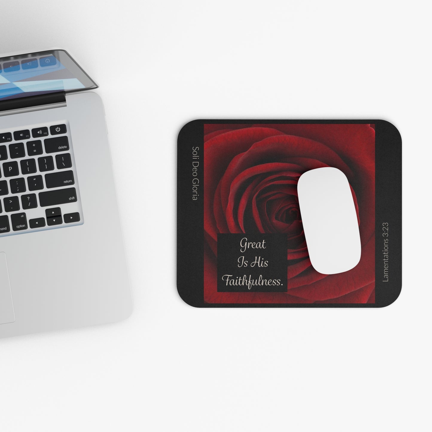 Mouse Pad - Red Rose - Great Is His Faithfulness
