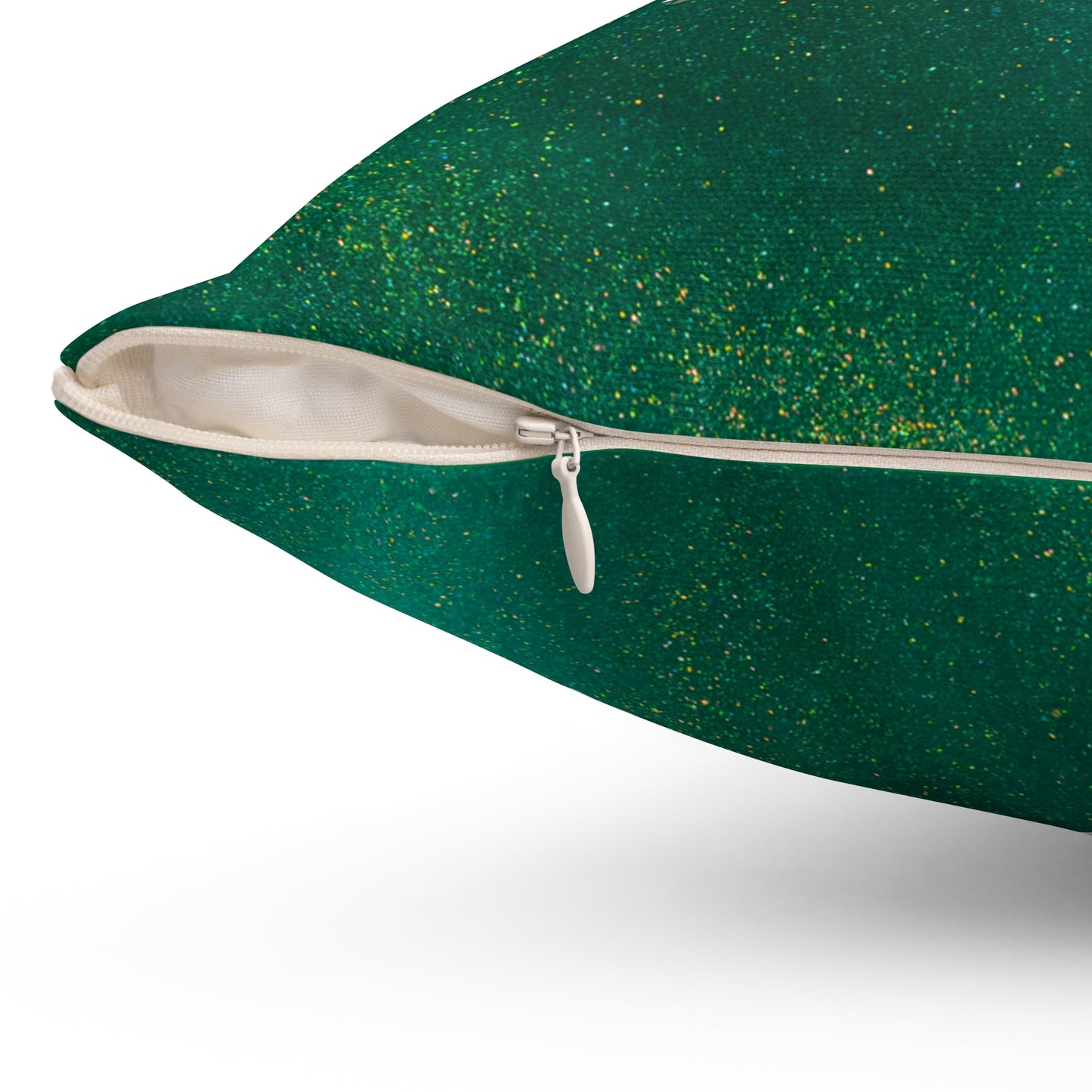 Spun Polyester Square Pillow - Grace, Grit, & Gratitude - Green & Gold Swirl Background