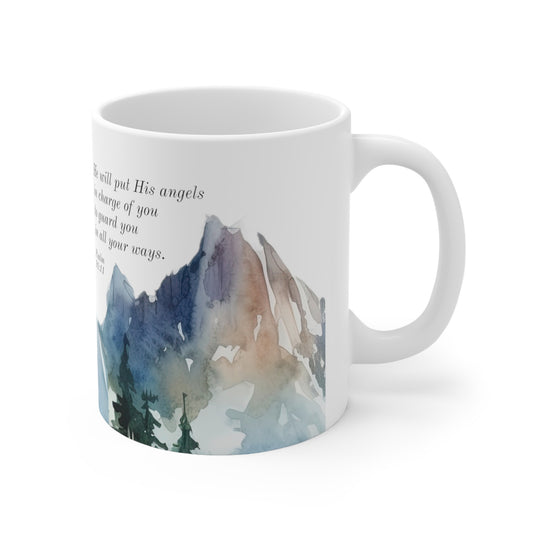 Ceramic Mug 11oz - Psalm 91:11 - Angels to Guard You in All Your Ways