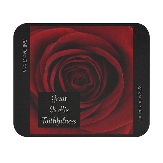 Mouse Pad - Red Rose - Great Is His Faithfulness
