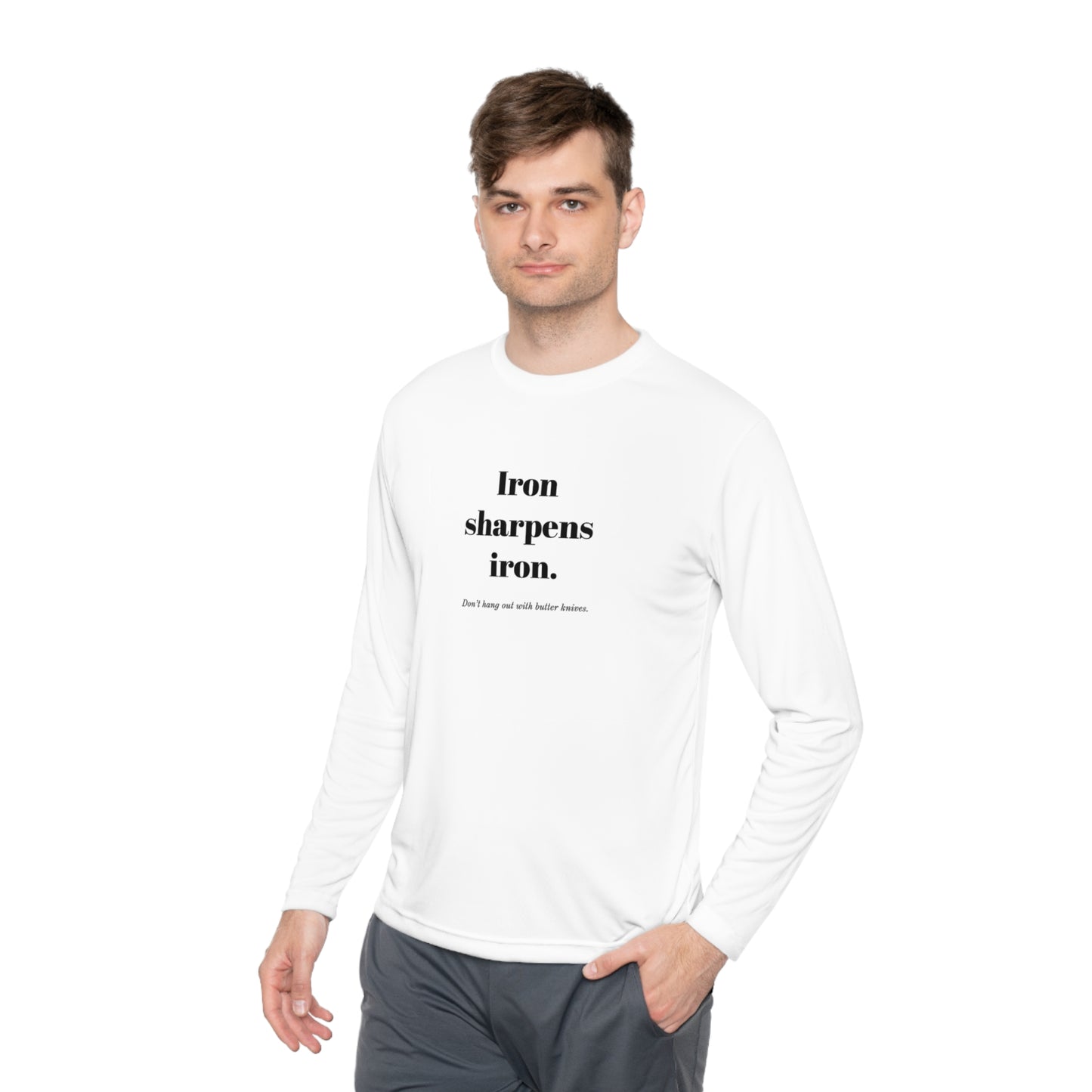 Unisex Lightweight Long Sleeve Tee - Iron Sharpens Iron