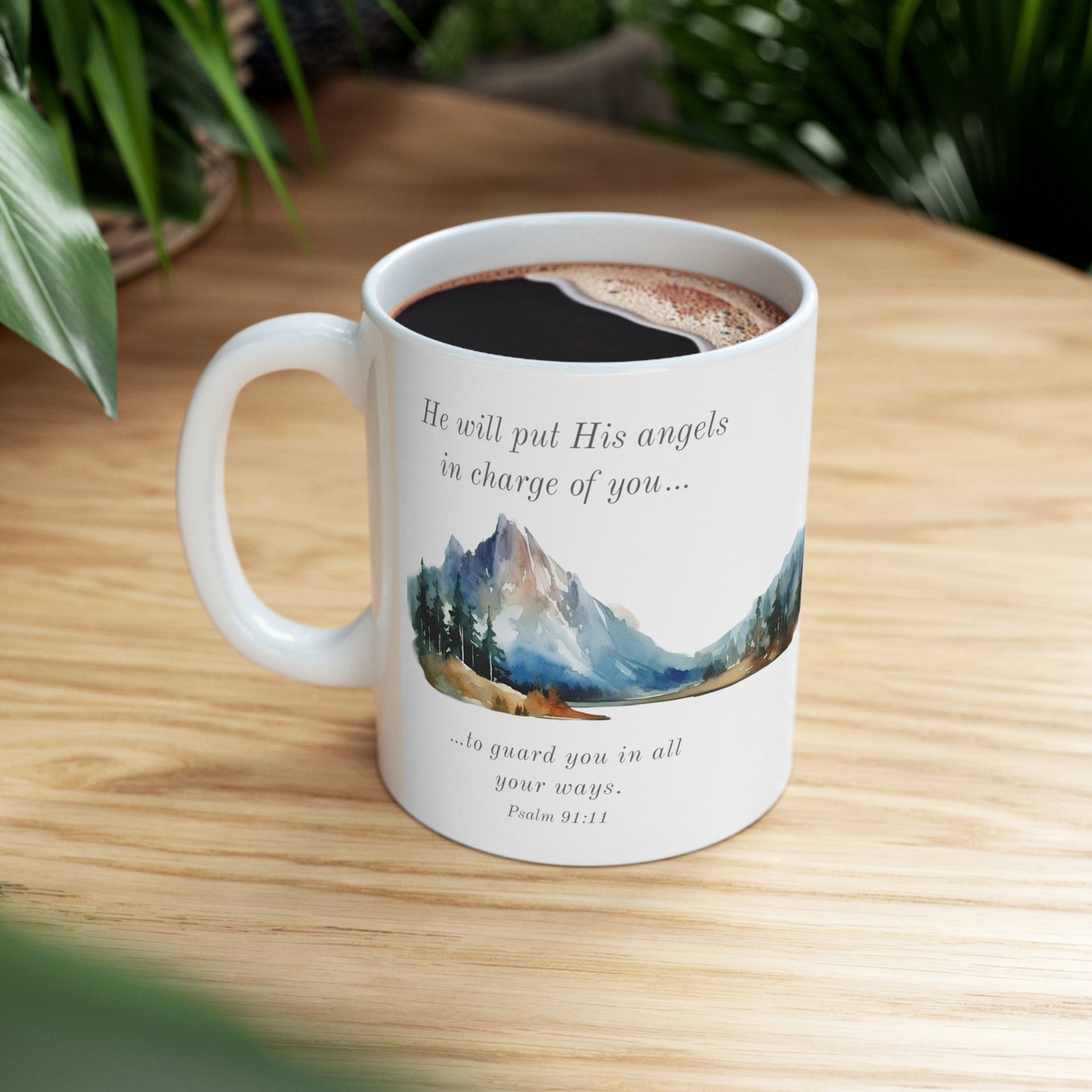 Ceramic Mug 11oz - Angels Guarding You - Mountain Scene