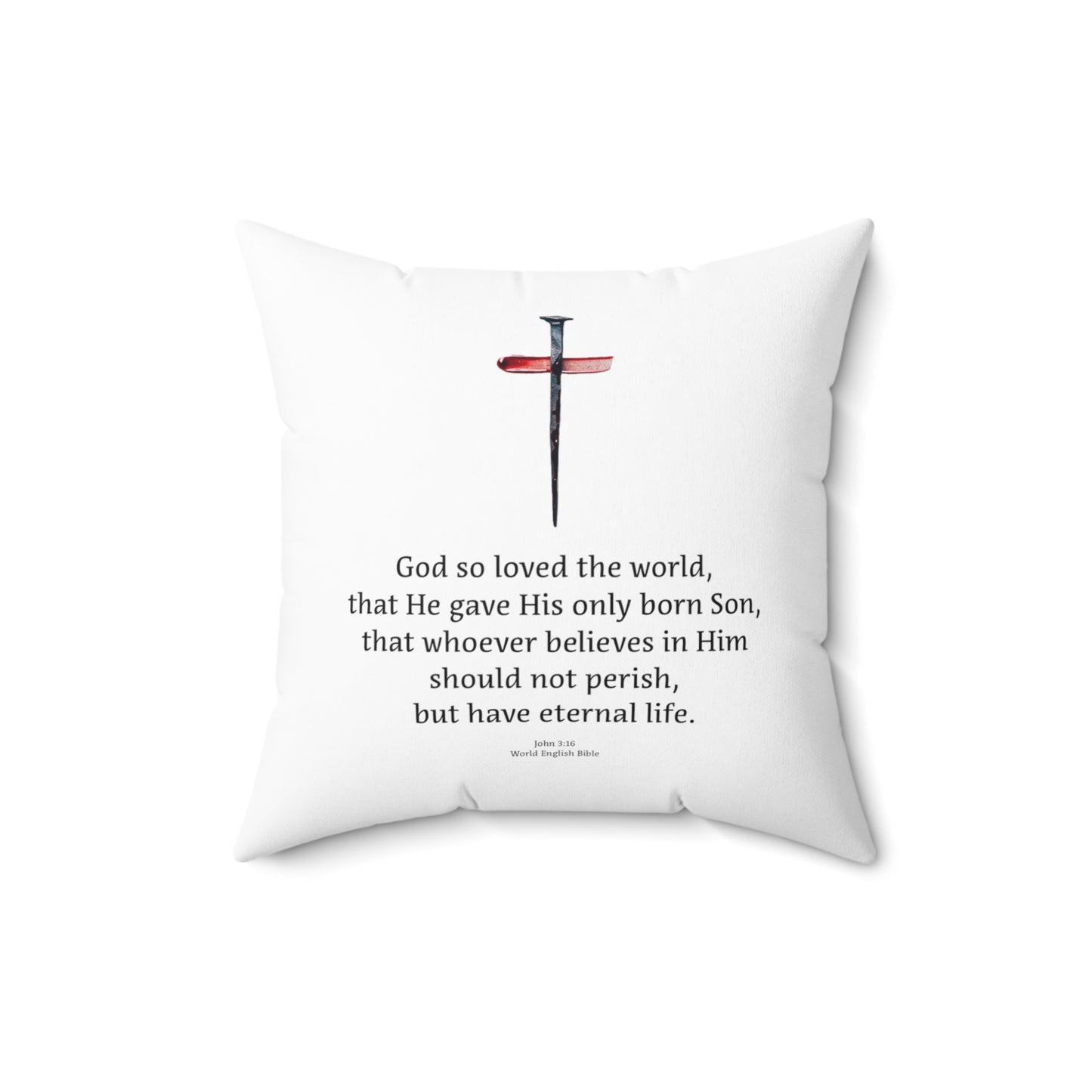 Spun Polyester Square Pillow - John 3:16