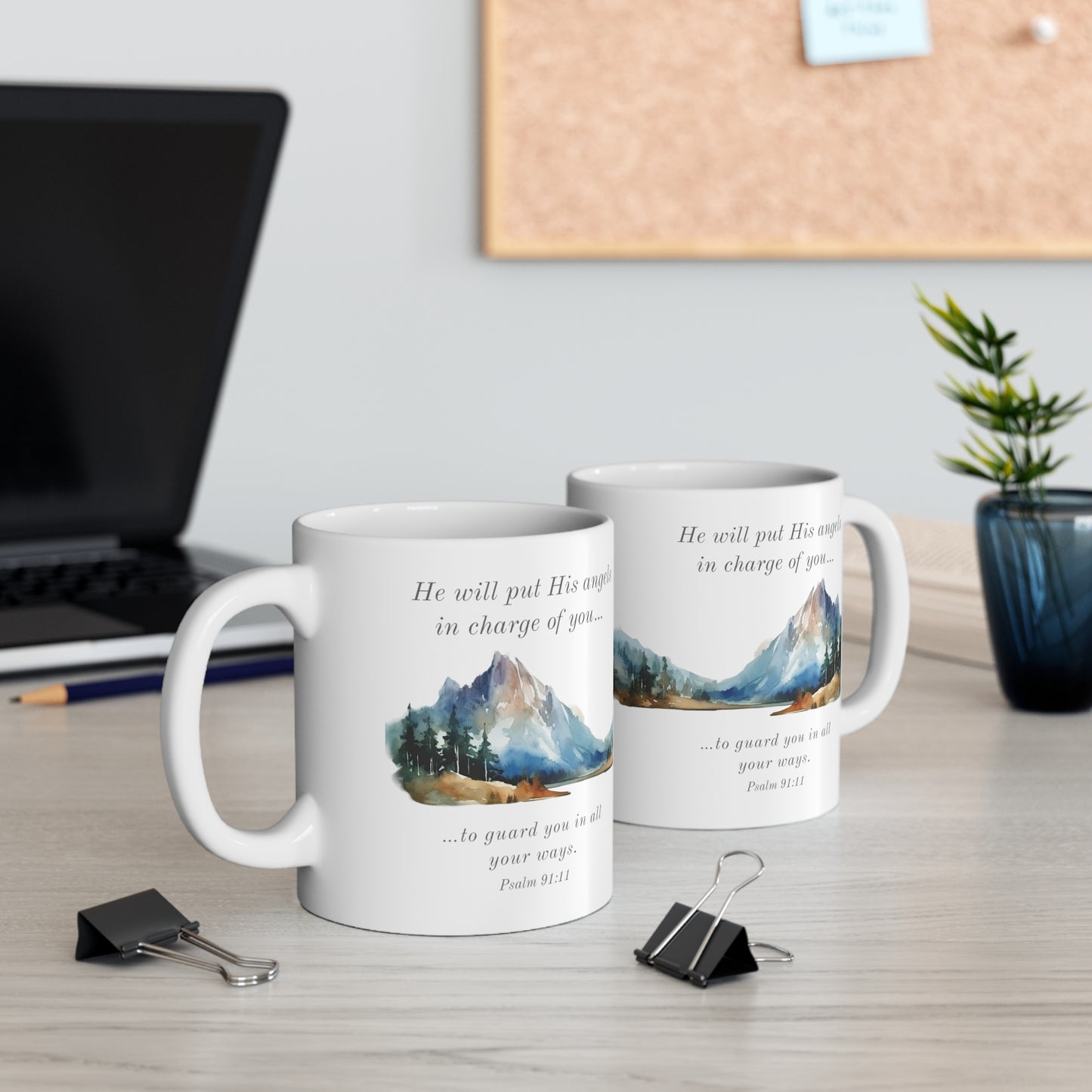 Ceramic Mug 11oz - Angels Guarding You - Mountain Scene