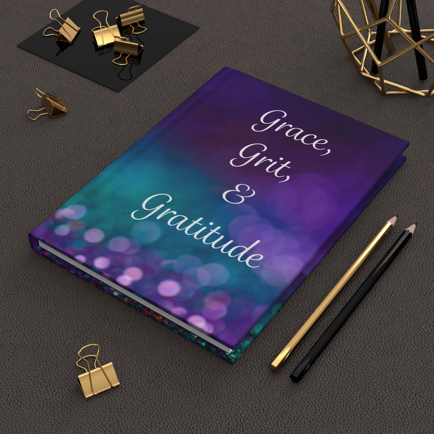 Hardcover Journal - Grace, Grit, & Gratitude with Purple Sparkle