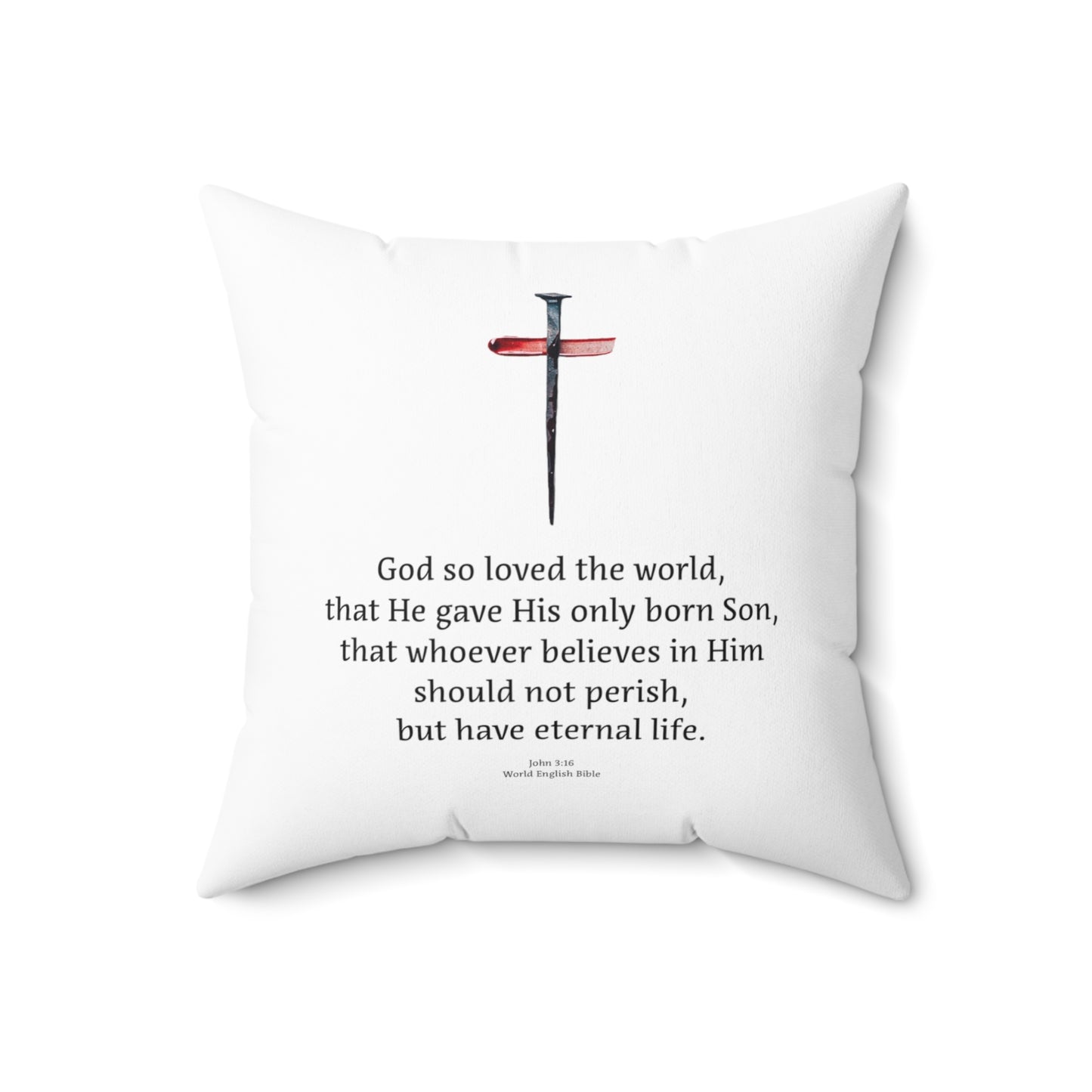 Spun Polyester Square Pillow - John 3:16