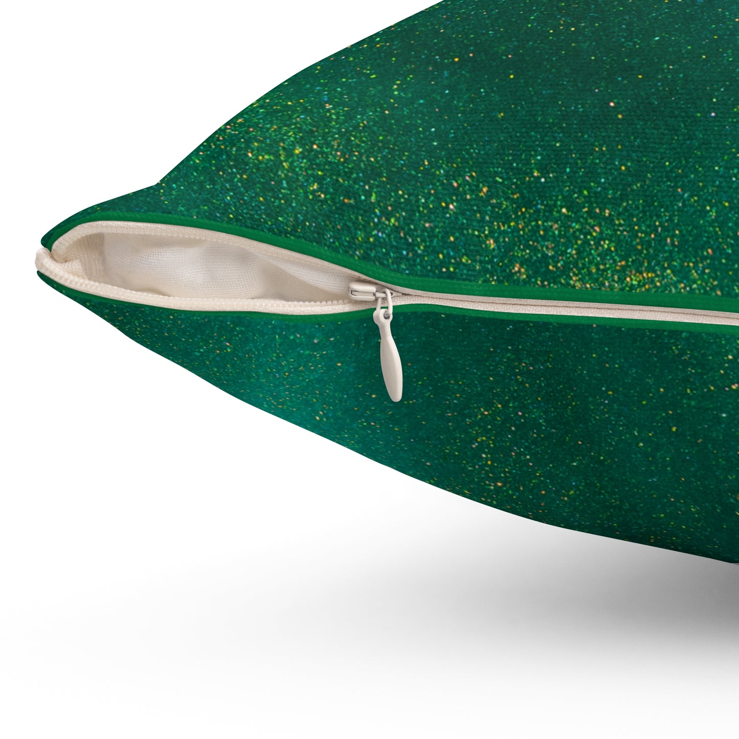 Spun Polyester Square Pillow - Grace, Grit, & Gratitude - Green & Gold Swirl Background