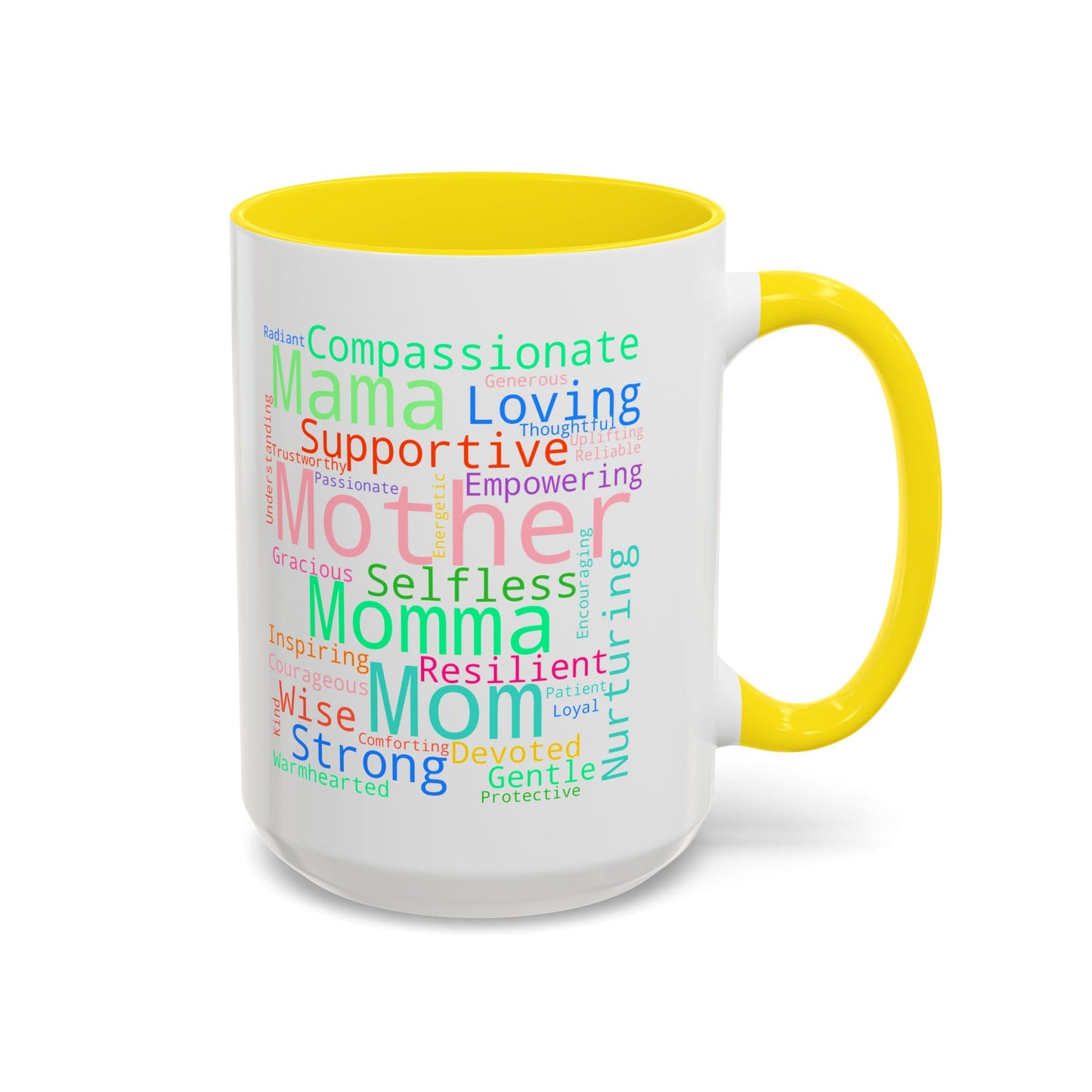 “Mom in Every Word” Color Accent Mug – Perfect Gift for Mother’s Day, Birthday & More