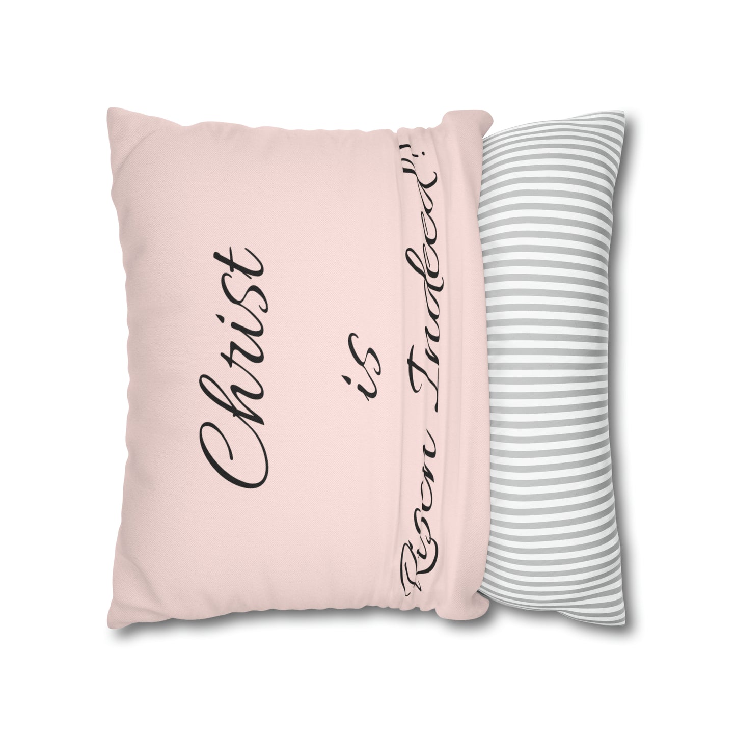 Spun Polyester Square Pillowcase - Christ is Risen! Christ is Risen Indeed!