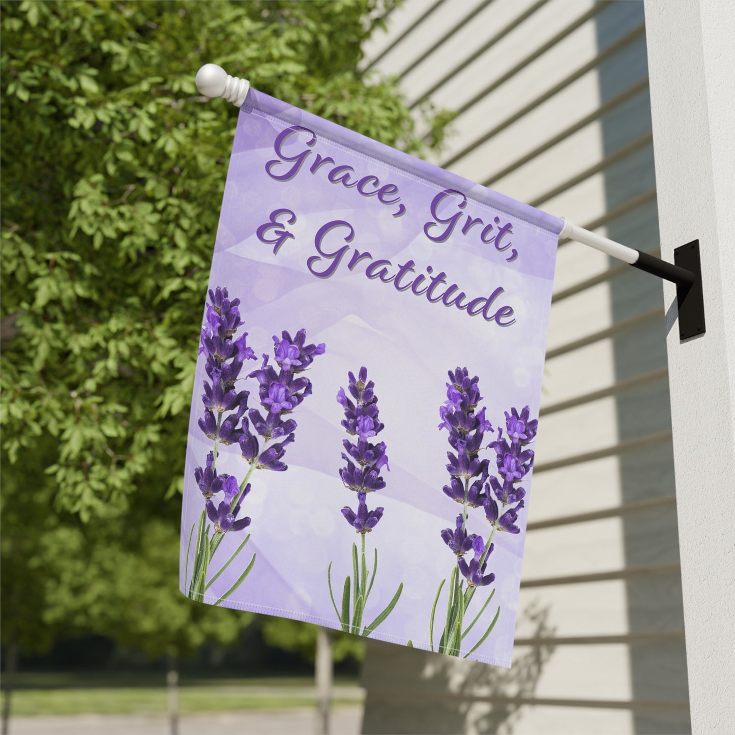 Garden & House Banner - Grace, Grit, & Gratitude - Purple/Lavendar