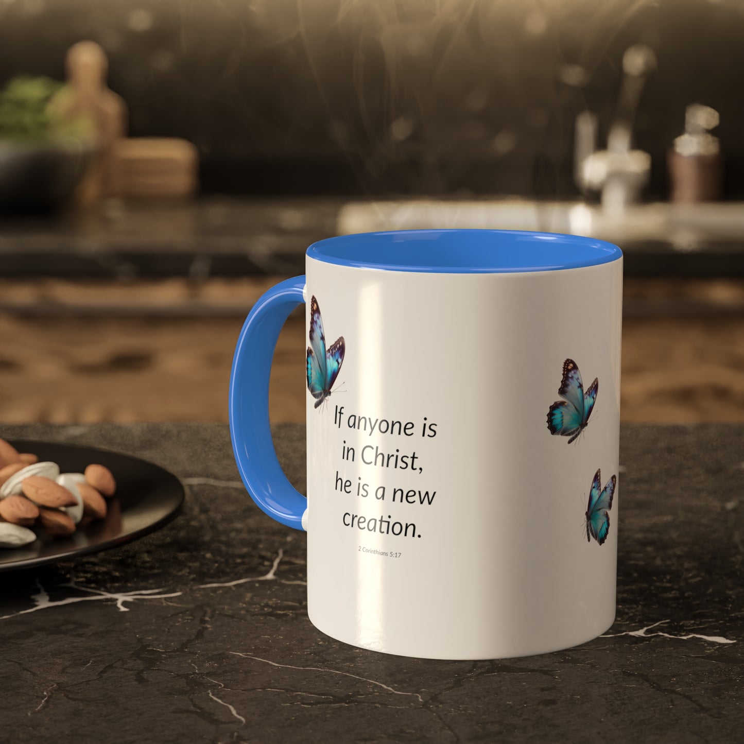 A New Creation - Blue Butterfly - Colorful Mugs, 11oz