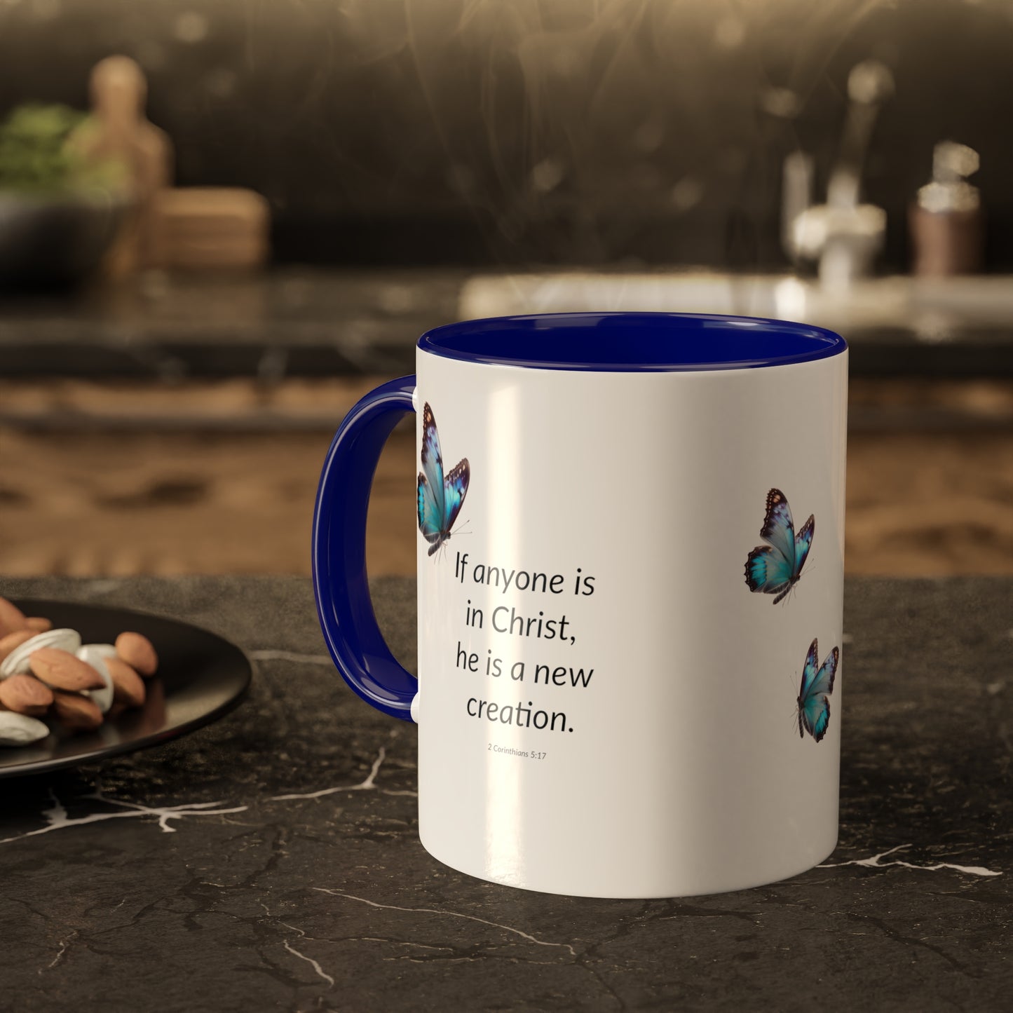 A New Creation - Blue Butterfly - Colorful Mugs, 11oz
