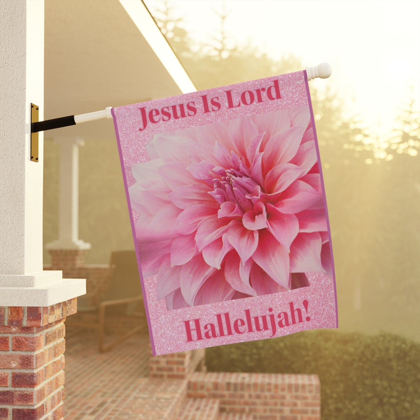 Garden & House Banner - Jesus Is Lord - Pink