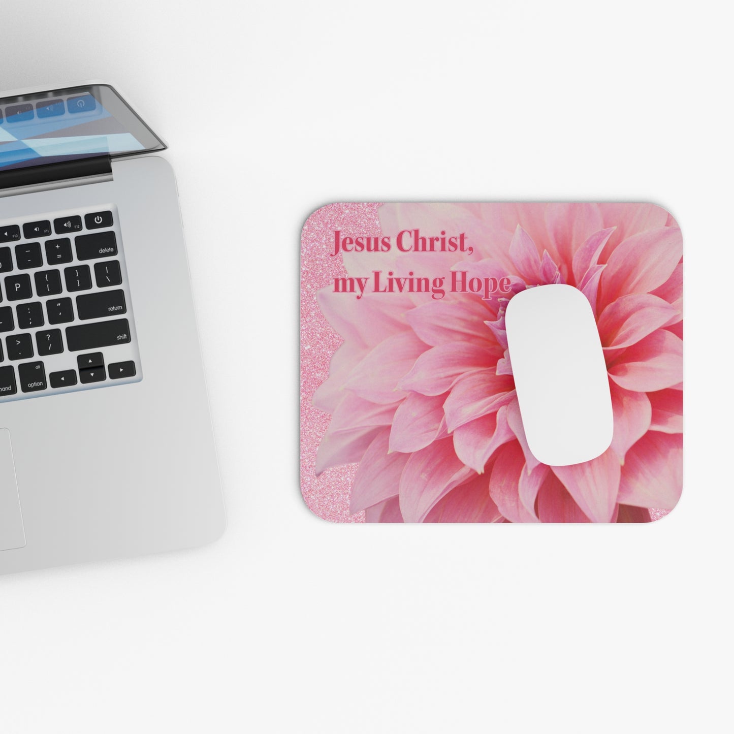 Mouse Pad (Rectangle) - Jesus Christ, My Living Hope - Pink Blossom
