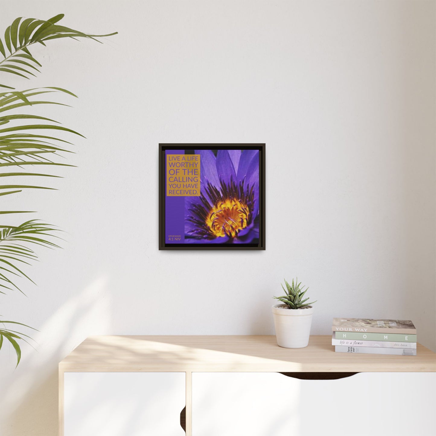 Wall Art - Purple Flower with Bible Verse