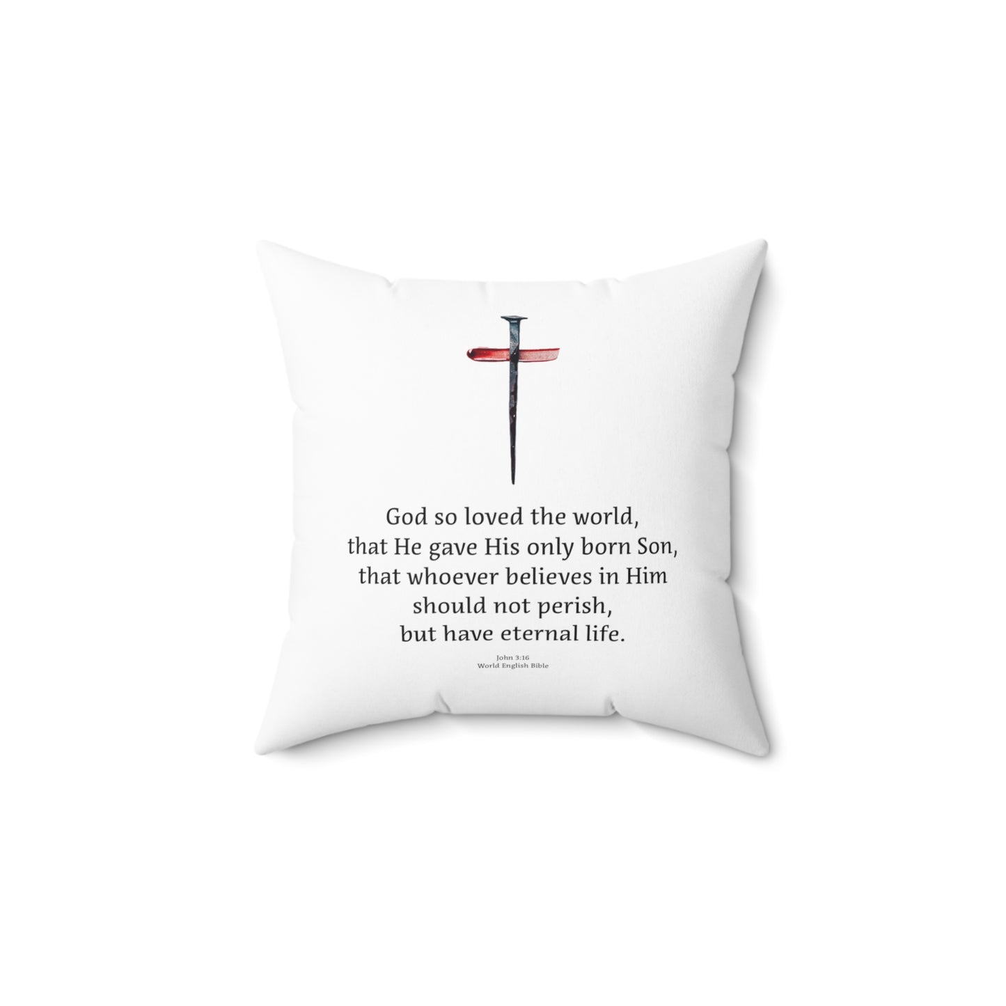 Spun Polyester Square Pillow - John 3:16