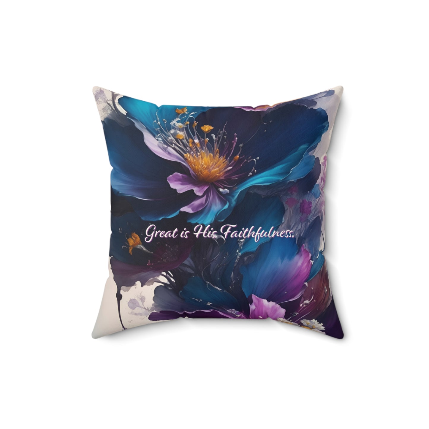 Spun Polyester Square Pillow - Great Is His Faithfulness