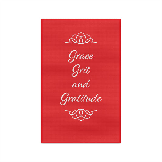 Grace, Grit, & Gratitude Soft Tea Towel in Red