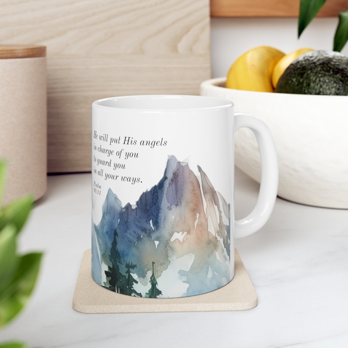 Ceramic Mug 11oz - Psalm 91:11 - Angels to Guard You in All Your Ways