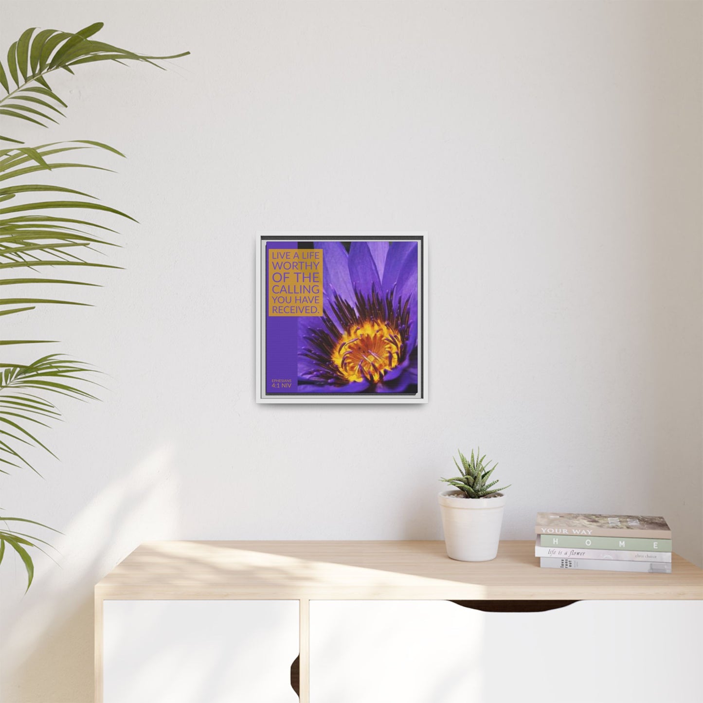 Wall Art - Purple Flower with Bible Verse