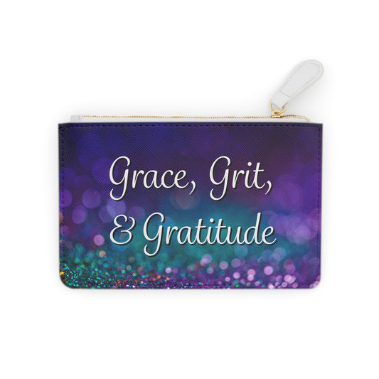 Mini Clutch Bag - Grace, Grit, & Gratitude - Purple Sparkles