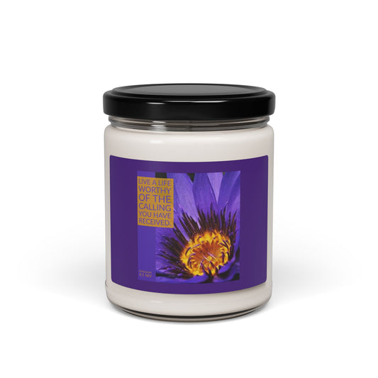 Inspirational Scented Soy Candle - 9oz, Purple Floral Design with Motivational Quote