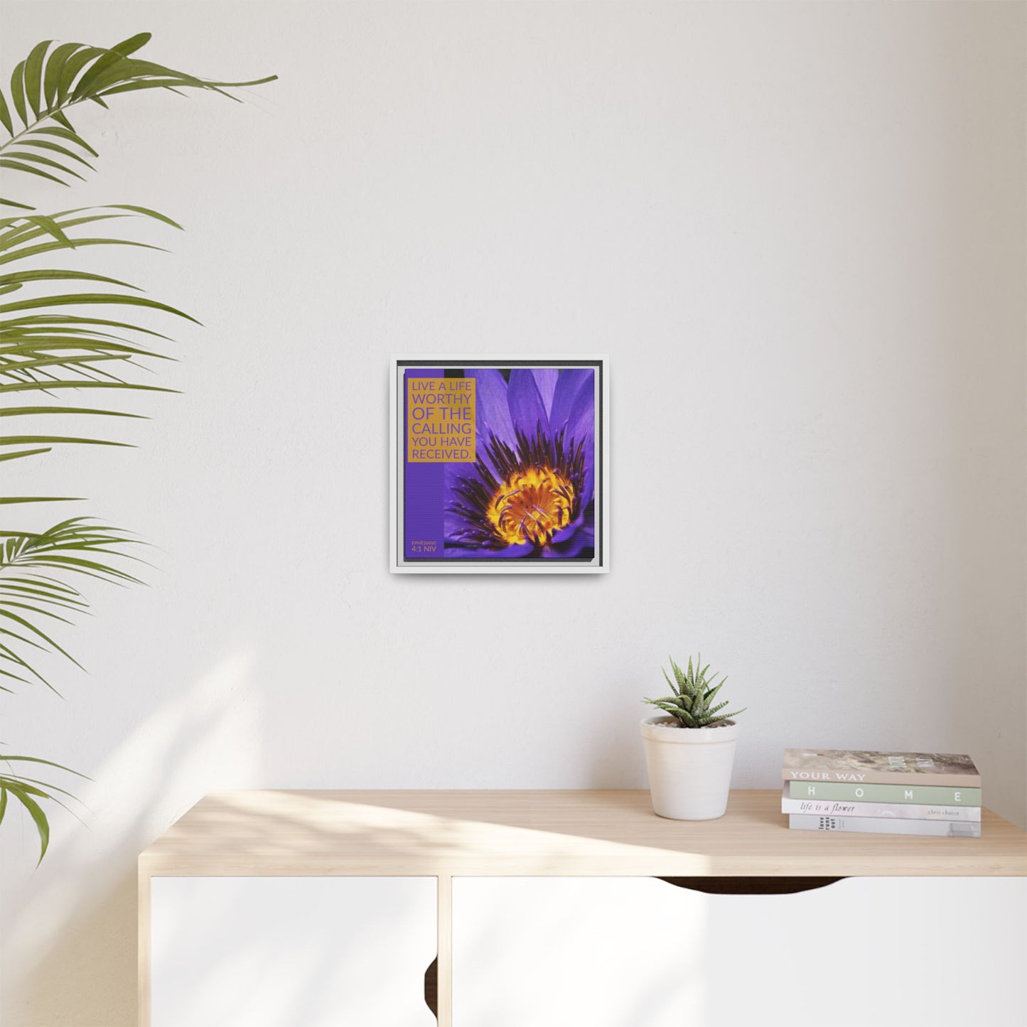 Wall Art - Purple Flower with Bible Verse