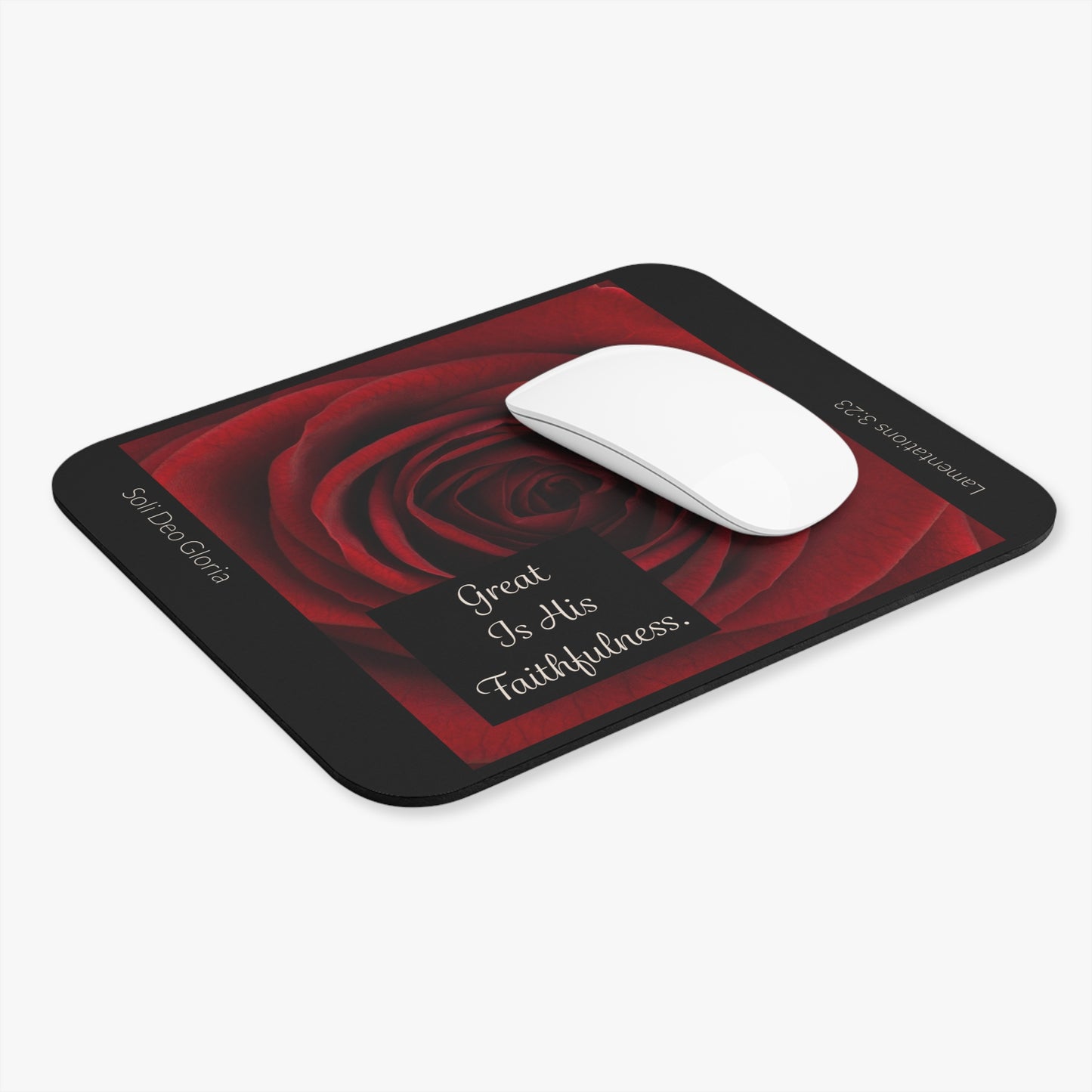 Mouse Pad - Red Rose - Great Is His Faithfulness