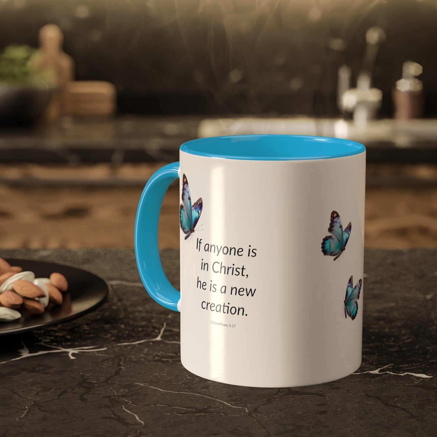 A New Creation - Blue Butterfly - Colorful Mugs, 11oz