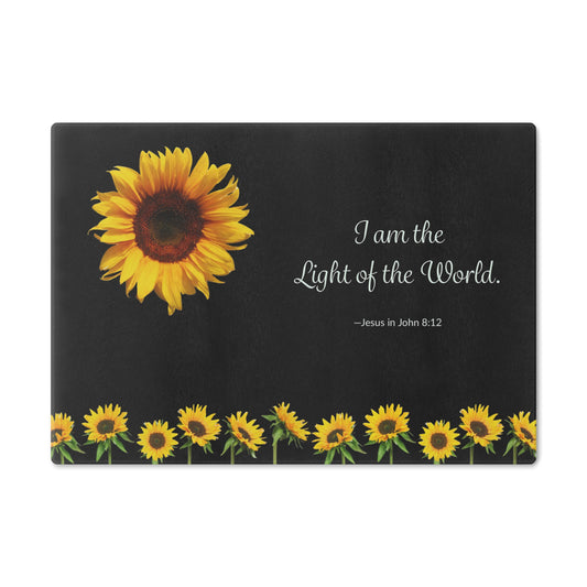 Cutting Board - Tempered Glass - Light of the World with Sunflowers