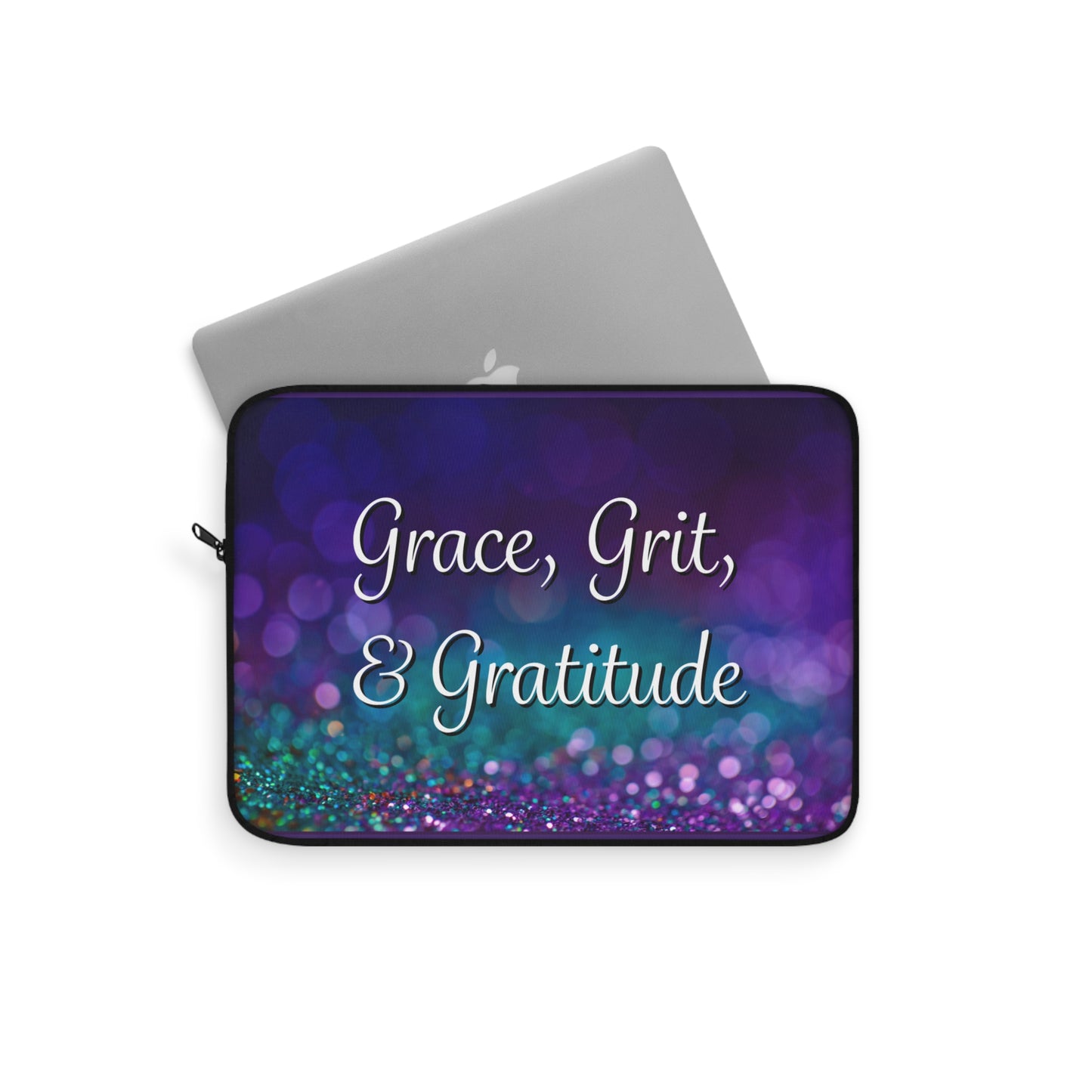 Laptop Sleeve - Grace, Grit, & Gratitude - Purple Sparkles