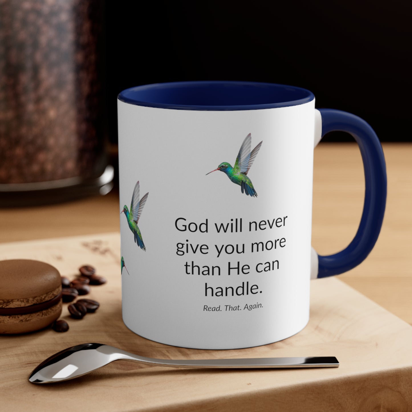 Accent Coffee Mug, 11oz - He Can Handle It - Hummingbird design