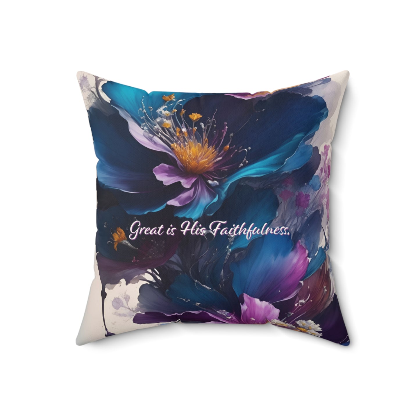 Spun Polyester Square Pillow - Great Is His Faithfulness