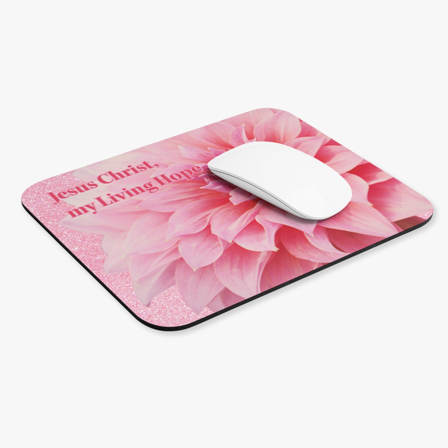 Mouse Pad (Rectangle) - Jesus Christ, My Living Hope - Pink Blossom